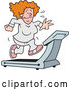 Vector of a Struggling Cartoon Woman Sweating and Running on a Treadmill by Johnny Sajem