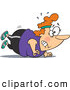 Vector of a Struggling Overweight Cartoon Woman Trying to Do Push Ups by Toonaday