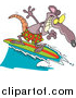 Vector of a Surfing Rat with a Grin - Cartoon Character Style by Toonaday