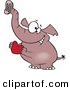 Vector of a Sweet Cartoon Elephant Holding a Red Valentine Love Heart by Toonaday