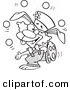 Vector of a Talented Cartoon Bunny Clown Juggling - Coloring Page Outline by Toonaday