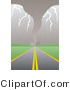 Vector of a Tornado and Lightning over a Road in the Country by Mayawizard101