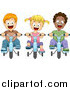 Vector of a Trio of Happy Kids Riding Bikes with Training Wheels by BNP Design Studio