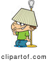 Vector of a Trouble Making Cartoon Boy Hiding Under a Lamp Shade by Toonaday