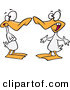 Vector of a Two Cartoon White Ducks Quacking at Each Other During a Conversation by Toonaday