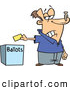 Vector of a Unhappy Cartoon Voter Putting His Ballot in a Box - Voting Stinks Concept by Toonaday