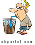 Vector of a Unhealthy Cartoon Man Drinking Soda from an Oversized Cup by Toonaday