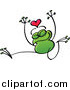 Vector of a Valentine Frog in Love, Jumping by Zooco