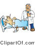 Vector of a Veterinarian Helping Sick Pig Laying in a Medical Bed by Snowy