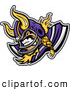 Vector of a Viscous Cartoon Viking Football Player Mascot Ready to Charge by Chromaco