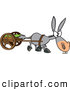 Vector of a Wacky Cartoon Donkey Pulling a Wooden Cart by Toonaday