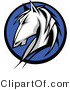 Vector of a White Horse Composited over a Blue Circle Icon by Chromaco