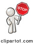 Vector of a White Man Holding a Red Stop Sign by Leo Blanchette