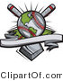 Vector of a Worldwide Baseball Globe with Blank Banner over Crossed Bats and a Home Plate by Chromaco