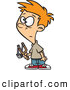 Vector of a Worried Cartoon Boy Holding a Slingshot by Toonaday