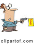 Vector of a Worried Cartoon Man Shooting Toy Gun in a Dangerous Situation by Toonaday
