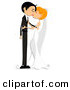 Vector of a Young Cartoon Bride and Groom Kissing Each Other by BNP Design Studio