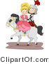 Vector of a Young Cartoon Knight and Princess Riding a Horse by BNP Design Studio