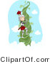 Vector of a Young Cartoon Knight Climbing to the Top of a Beanstalk Vine by BNP Design Studio