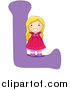 Vector of a Young Girl Beside Alphabet Letter L by BNP Design Studio