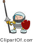 Vector of a Young Knight Wearing Armor While Holding a Lance and Shield by AtStockIllustration