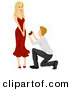 Vector of a Young Man Looking up at His Girlfriend While Proposing on His Knee with a Ring by BNP Design Studio