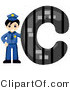 Vector of Alphabet Letter C with a Cop Boy by BNP Design Studio