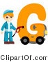 Vector of Alphabet Letter G with a Gas Station Attendant Boy by BNP Design Studio