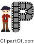 Vector of Alphabet Letter P with a Photographer Boy by BNP Design Studio