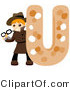 Vector of Alphabet Letter U with an Undercover Agent Boy by BNP Design Studio