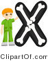 Vector of Alphabet Letter X with an X Ray Texchnician Boy by BNP Design Studio