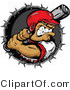 Vector of an Aggressive Batter Preparing to Strike Baseball Within Barbed Wire Icon - Cartoon Design by Chromaco
