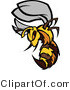 Vector of an Aggressive Cartoon Bee Mascot Charging Forward with Stinger out by Chromaco