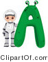 Vector of an Alphabet Letter a with an Astronaut Boy by BNP Design Studio