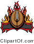 Vector of an American Football over Burning BannerAmerican Football over Burning Banner - Coloring Page Outline by Chromaco