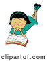 Vector of an Asian Girl Reading a Book by Pams Clipart