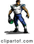 Vector of an Imposing Cartoon Football Player Holding His Helmet While Looking over His Shoulder by Chromaco