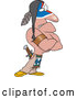 Vector of an Intimidating Cartoon Native American Standing with Arms Crossed and a Stern Expression by Toonaday