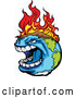 Vector of Angry Earth Screaming While Burning from Global Warming Fires by Chromaco