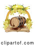 Vector of Arch of White Grapes and a Banner over a Wine Barrel by Merlinul
