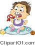 Vector of Baby Trying to Eat Toy Car by BNP Design Studio