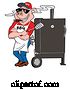 Vector of Bbq Pig Smoking a Cigar and Leaning Against a Smoker by LaffToon