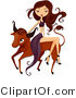Vector of Beautiful Aquarius Taurus Girl Riding a Bull by BNP Design Studio