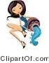 Vector of Beautiful Aquarius Zodiac Girl Pouring Water by BNP Design Studio