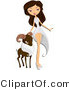Vector of Beautiful Aries Zodiac Girl Walking with a Ram by BNP Design Studio