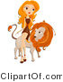 Vector of Beautiful Leo Zodiac Girl Leaning Against a Lion by BNP Design Studio