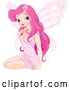 Vector of Beautiful Pink Fairy Woman Sitting by Pushkin