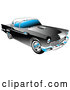 Vector of Black 1955 Ford Thunderbird Car with a White Removable Fiberglass Top and Chrome Accents by Andy Nortnik