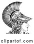 Vector of Black and White Engraved Greek Warrior Lady Athena, Hera, or Britannia in Profile by AtStockIllustration
