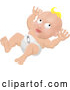 Vector of Blond White Baby in a Nappy Diaper by AtStockIllustration